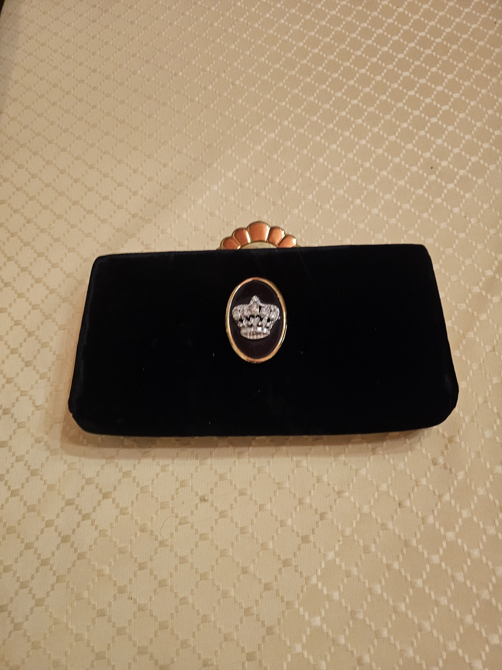 Vintage 1949 Evans Black Velvet Evening Clutch with Gold Accent